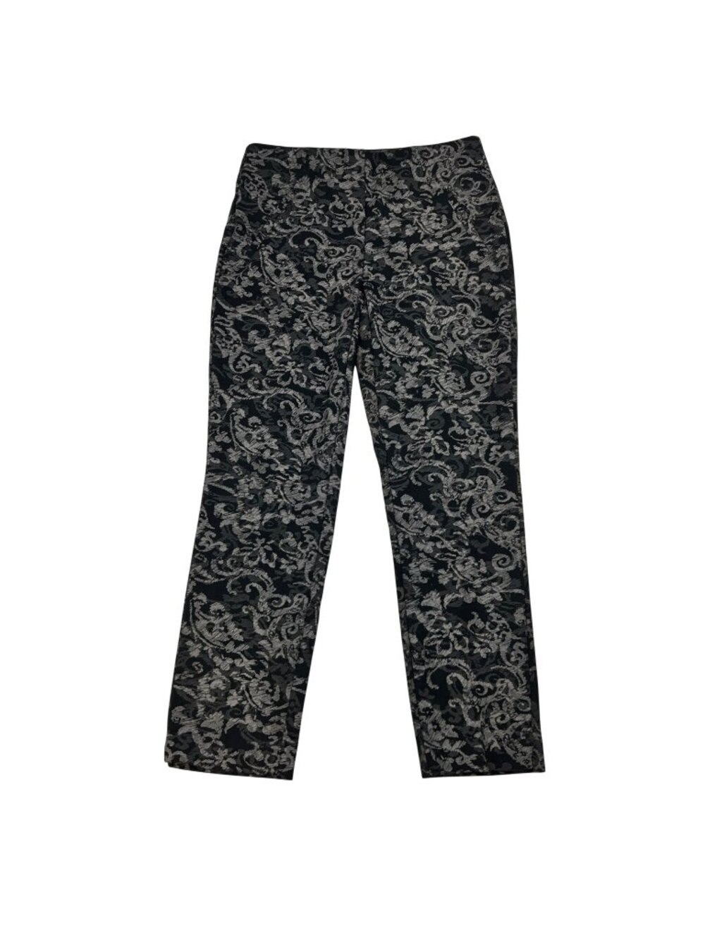 Chico’s Slimming Ankle Pants Pull On Black/Multi Print Size XS